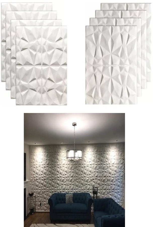 Lukzer 8PC 3D Foam Wallpaper Wall Panel Covering Hard Waterproof Soundproof Decorative Interior for Home, Cafe Decoration, Office (Diamond/ 70 x 70cm) - Image 1